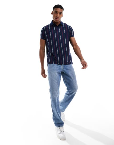 Tommy Hilfiger polo shirt in navy red and white stripe - view 1