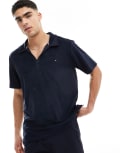 [Tommy Hilfiger] Tommy Hilfiger polo shirt in navy with flag motif M NAVY