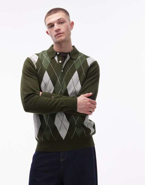 Tommy Hilfiger - Polo verde a maniche lunghe a losanghe - view 1