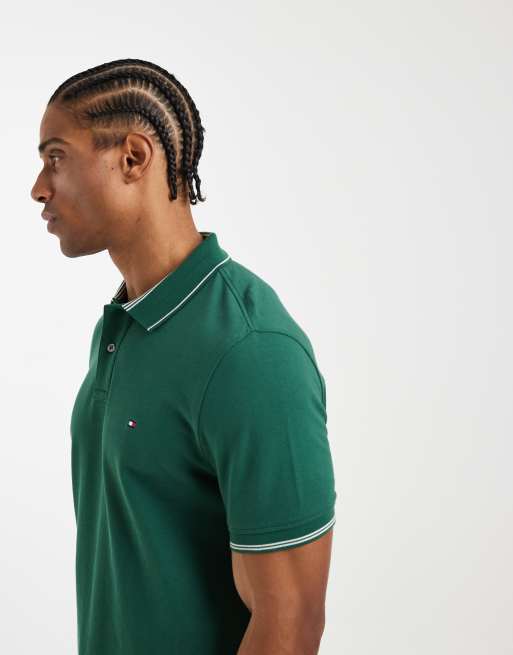 Tommy Hilfiger - Polo verde de corte estándar con solapas de piqué, 2 de 5
