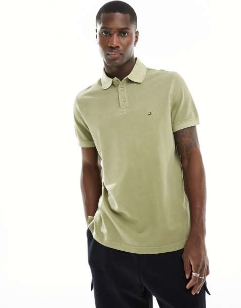 Tommy Hilfiger - Polo verde oliva regular fit tinta in capo - view 1