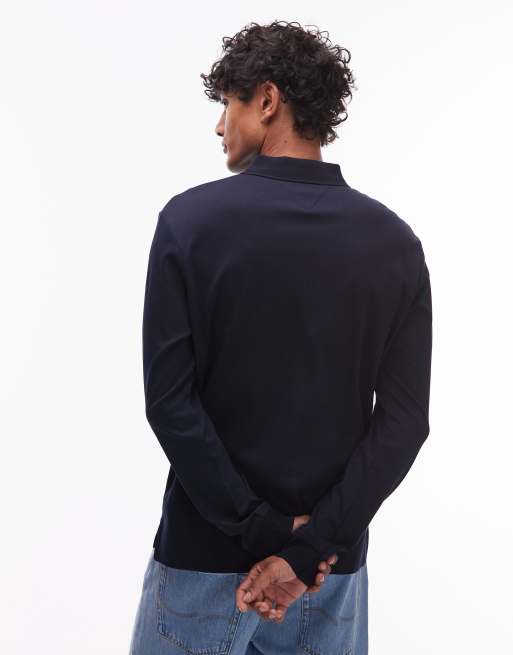 Tommy Hilfiger - Polo zippé à manches longues style rugby - Bleu marine, 3 de 5
