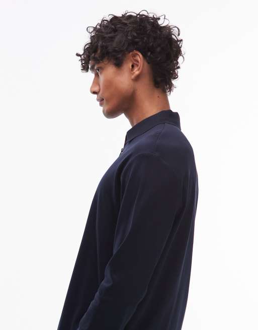 Tommy Hilfiger - Polo zippé à manches longues style rugby - Bleu marine, 4 de 5