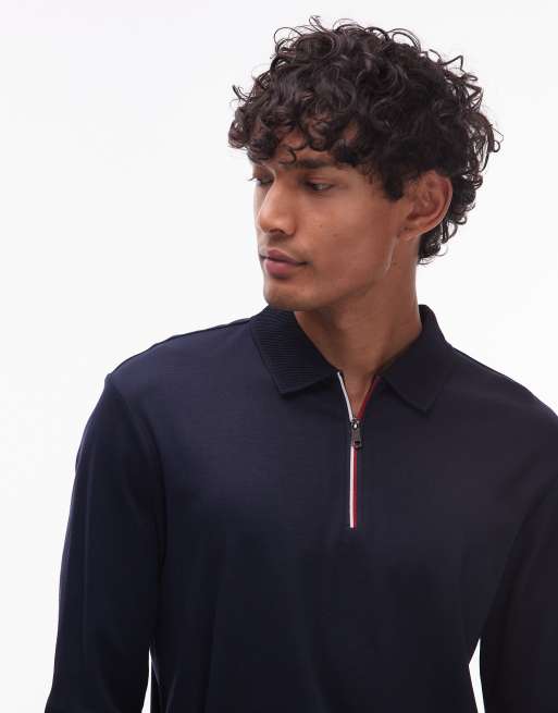 Tommy Hilfiger - Polo zippé à manches longues style rugby - Bleu marine, 5 de 5