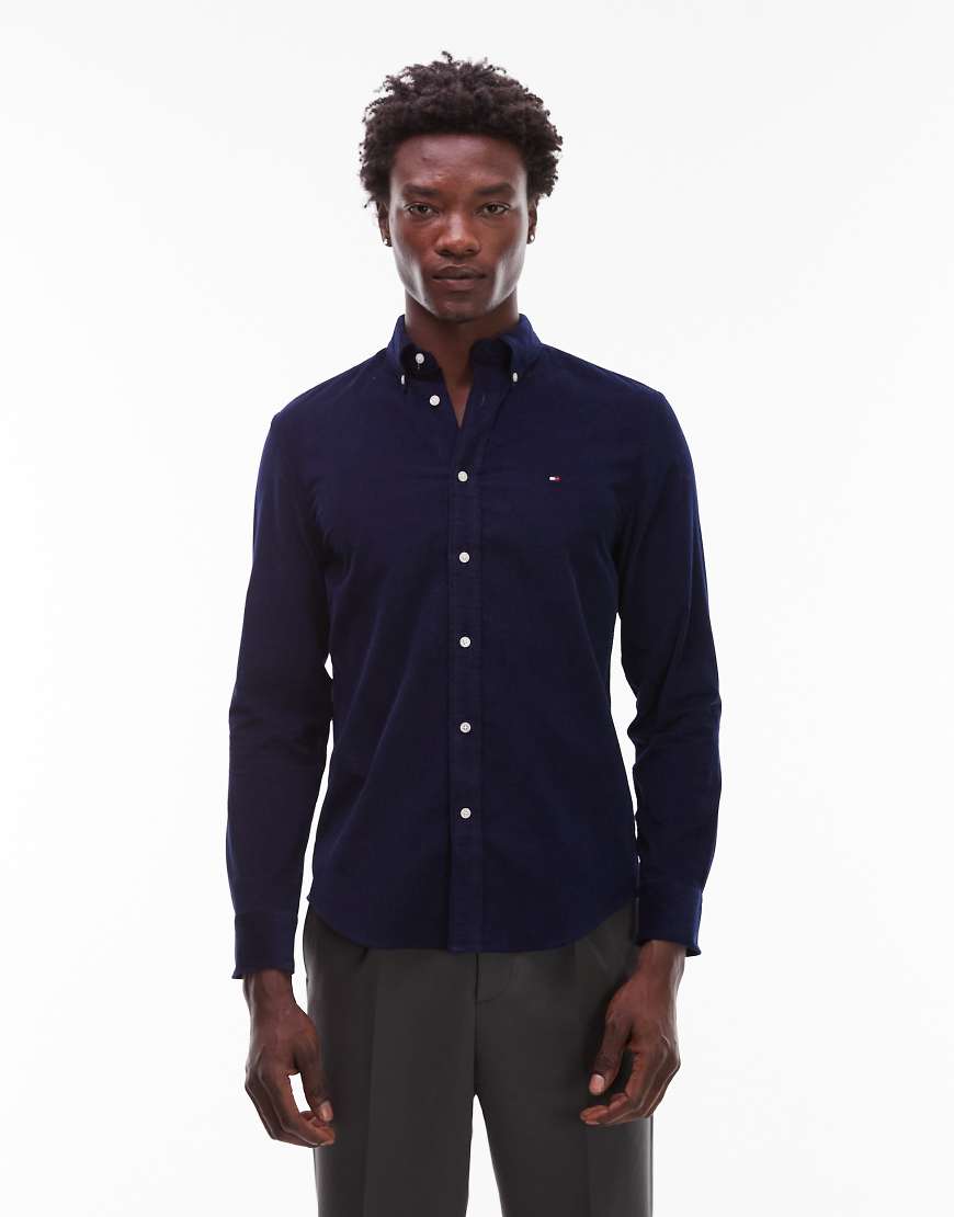 Polohemd aus Cord in Marineblau Marineblau L