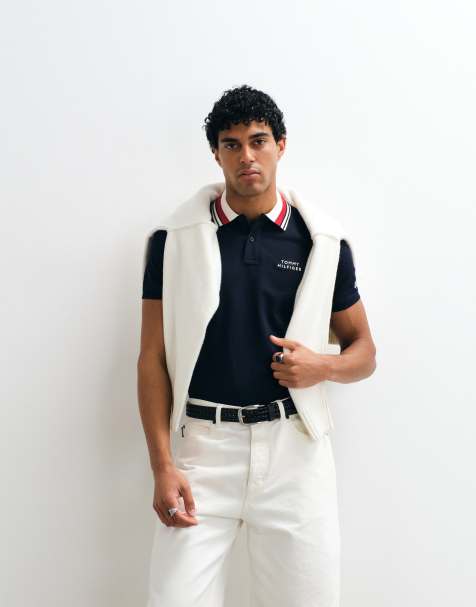 Tommy Hilfiger – Polohemd in Marineblau mit Logo-Grafikprint auf der Brust - view 1
