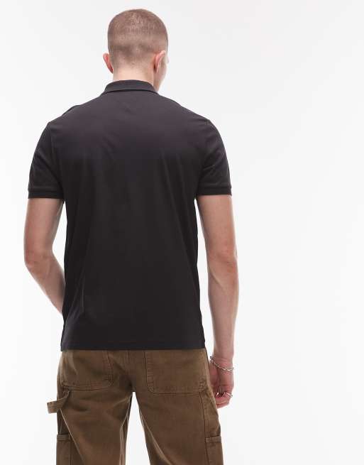 Tommy Hilfiger – Polohemd in Schwarz mit kurzem Reißverschluss, 4 von 4