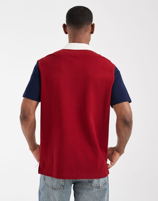 Tommy Hilfiger – Polohemd mit normalem Schnitt und Blockfarbendesign in Weiß und Marineblau , 3 von 5