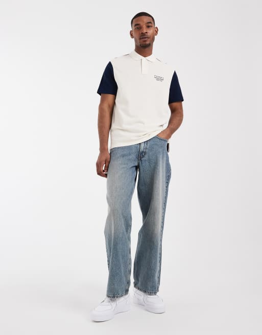 Tommy Hilfiger – Polohemd mit normalem Schnitt und Blockfarbendesign in Weiß und Marineblau , 4 von 5