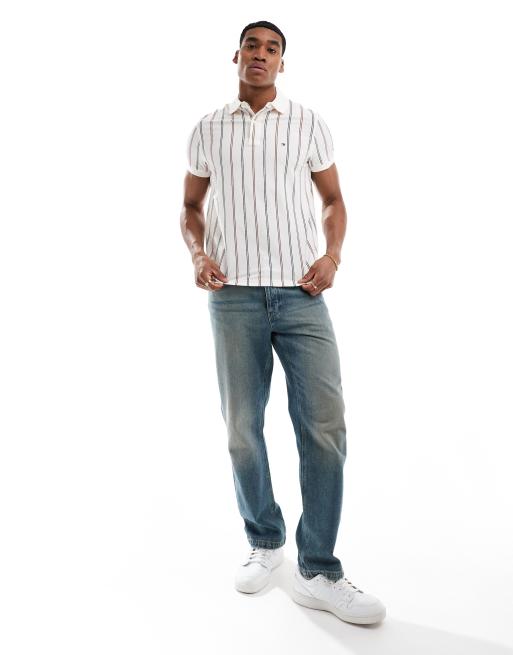 Tommy Hilfiger – Polohemd mit Streifen in Weiß, Rot und Marineblau, 3 von 4