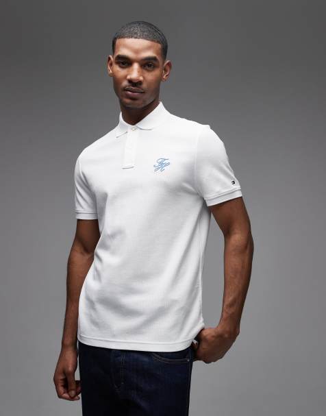 Tommy Hilfiger - Poloshirt met geschreven logo in wit - view 1