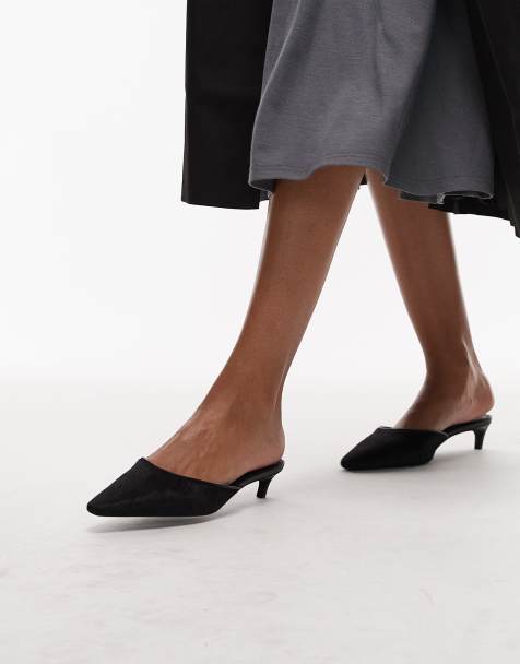 Tommy Hilfiger pony hair kitten heel mules in black - view 1