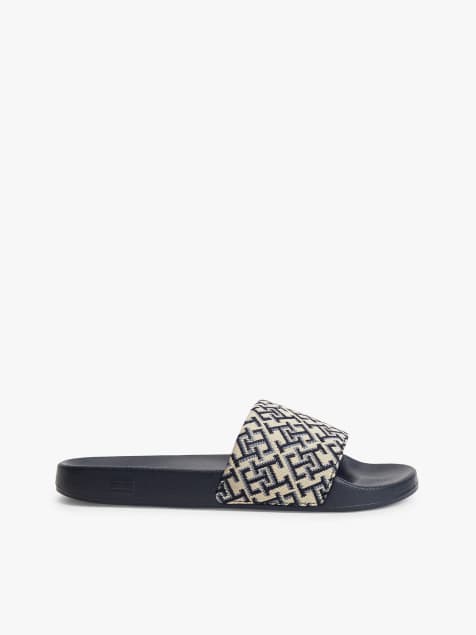 Tommy Hilfiger – Pool-Slider in Dunkelblau mit Monogramm - view 1