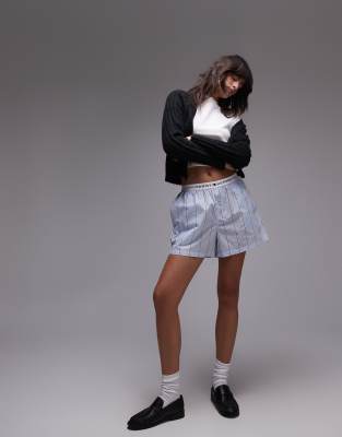 Tommy Hilfiger - Popeline-Boxershorts in Blau mit Streifen