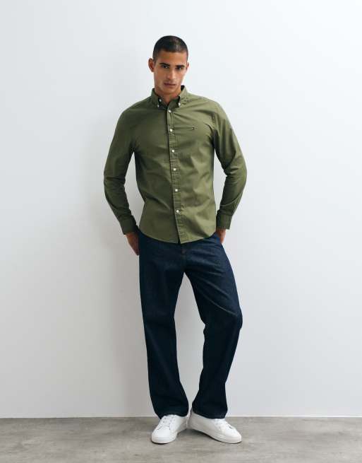 Tommy Hilfiger Popeline-Hemd in Khaki, 4 von 5