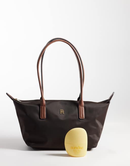 Tommy Hilfiger popette east west tote bag in brown, 2 of 4