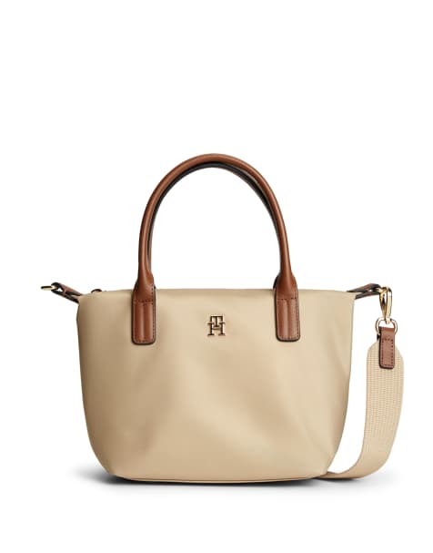 Tommy Hilfiger popette mini tote bag with cross body strap in beige - view 1
