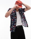 [Tommy Hilfiger] Tommy Hilfiger poplin all over flag shirt in navy M Night Sky