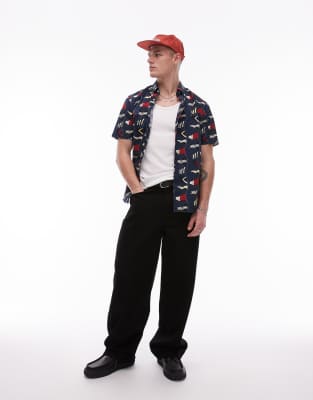 Tommy Hilfiger Poplin All-over Flag Shirt