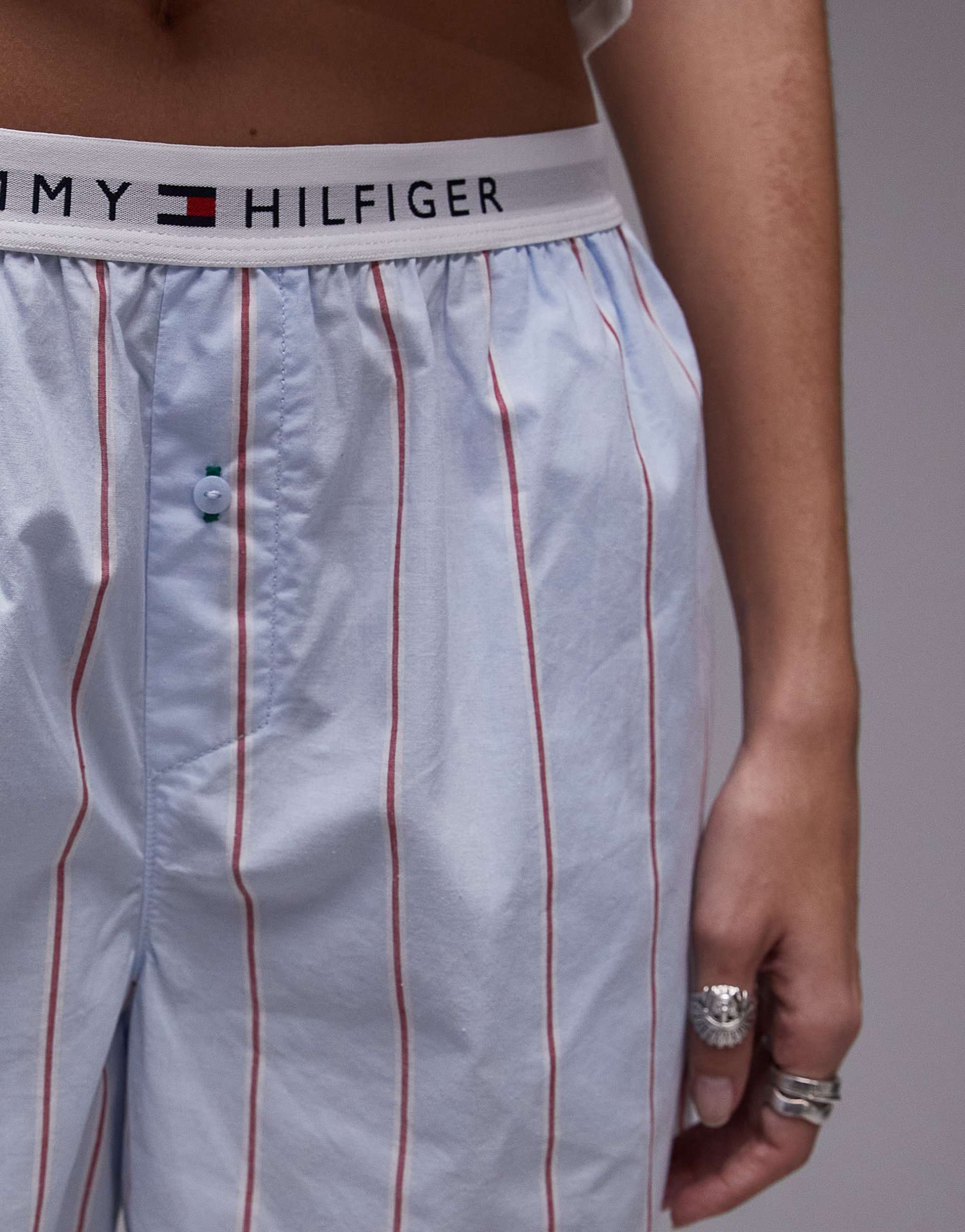 tommy hilfiger poplin boxer shorts in blue stripe