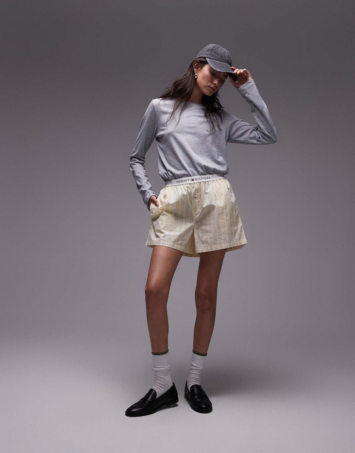 Tommy Hilfiger poplin boxer shorts in yellow stripe