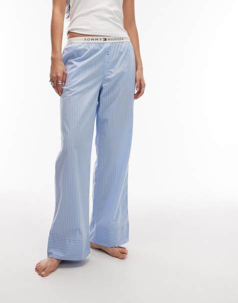 Tommy Hilfiger poplin pajama bottoms in blue stripes - view 1