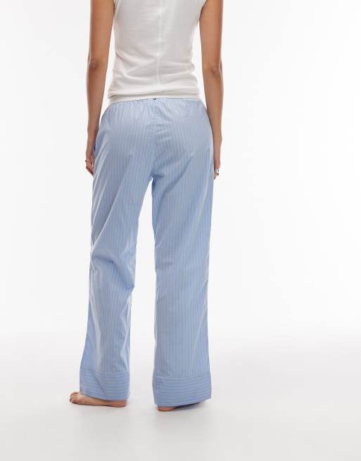 Tommy Hilfiger poplin pyjama bottoms in blue stripe, 3 of 4