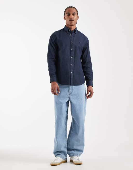 Tommy Hilfiger poplin regular fit shirt in charcoal, 2 of 5