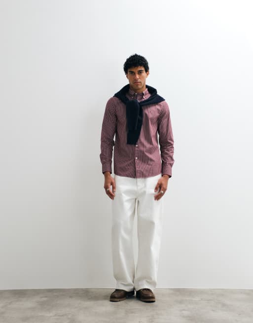 Tommy Hilfiger poplin shirt in red stripe, 3 of 5