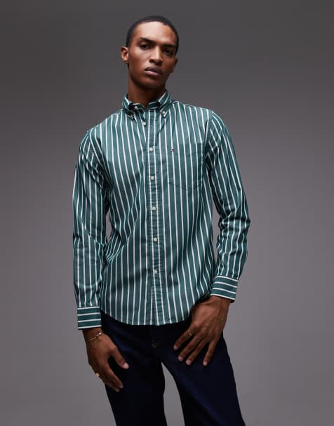 Tommy Hilfiger poplin stripe shirt in green - view 1