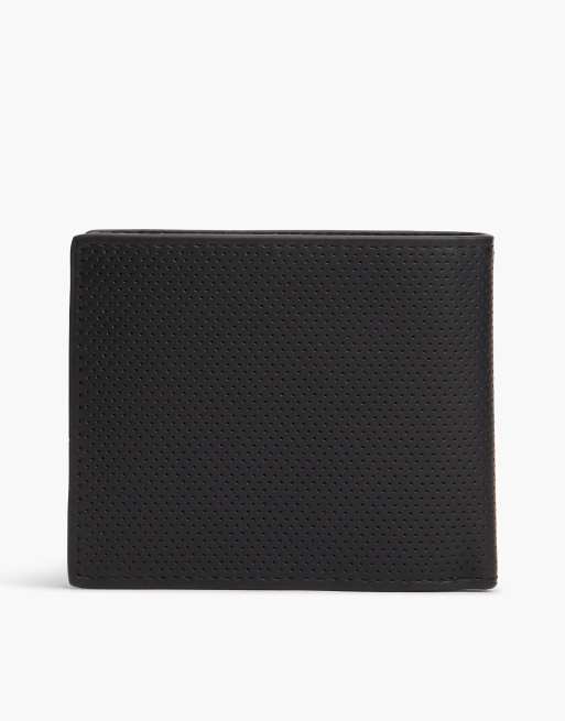 Tommy Hilfiger porte-cartes et porte-monnaie perforé en cuir noir, 2 de 4