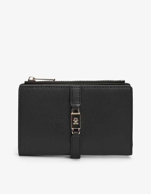 Tommy Hilfiger - Portefeuille à deux volets avec logo monogramme - Noir
