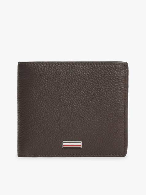 Tommy Hilfiger - Portefeuille à deux volets en cuir avec porte-cartes et poche à monnaie - Marron foncé - view 1