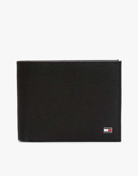 Tommy Hilfiger - Portefeuille deux volets en cuir avec logo drapeau en émail - Noir - view 1
