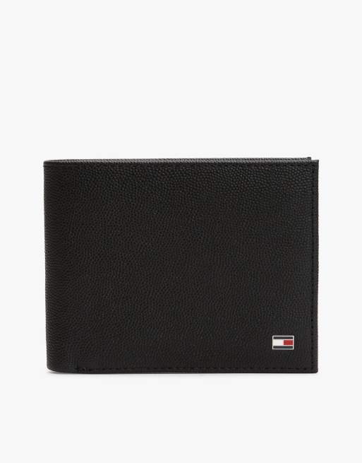 Tommy Hilfiger - Portefeuille deux volets en cuir avec logo drapeau en émail - Noir