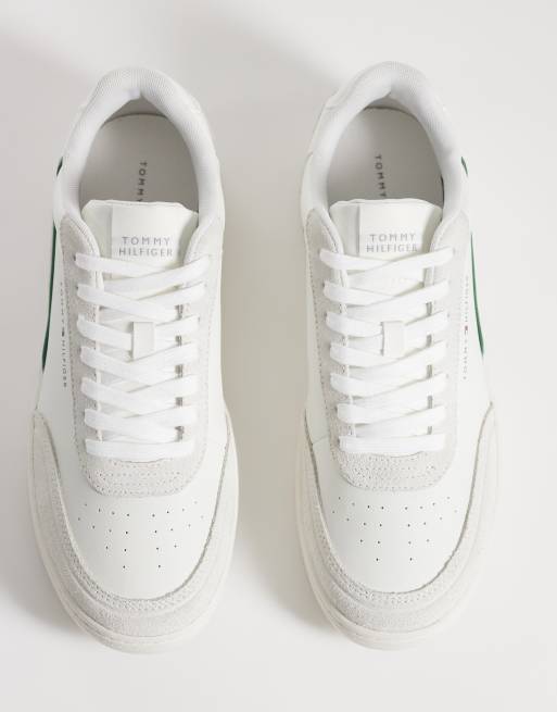 Tommy Hilfiger - Premium - Ecrufarvede basket-sneakers i læder og ruskind, 3 af 5