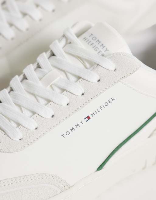 Tommy Hilfiger - Premium - Ecrufarvede basket-sneakers i læder og ruskind, 4 af 5