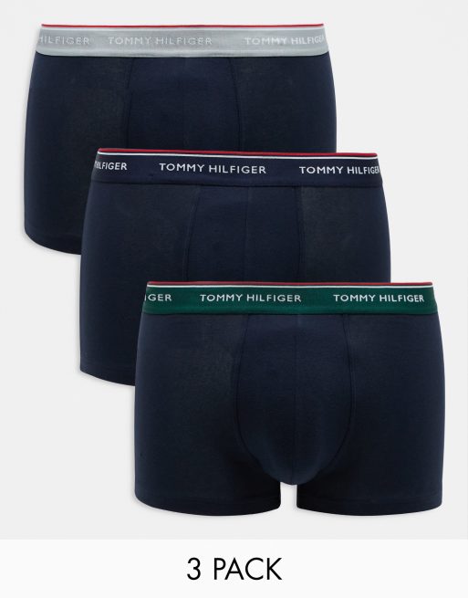 Tommy Hilfiger premium essentials 3 pack trunks in navy with colored waistband 