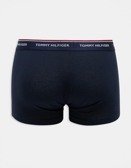 Tommy Hilfiger premium essentials 3 pack trunks in navy with coloured waistband , 2 of 4