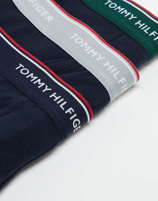 Tommy Hilfiger premium essentials 3 pack trunks in navy with coloured waistband , 3 of 4