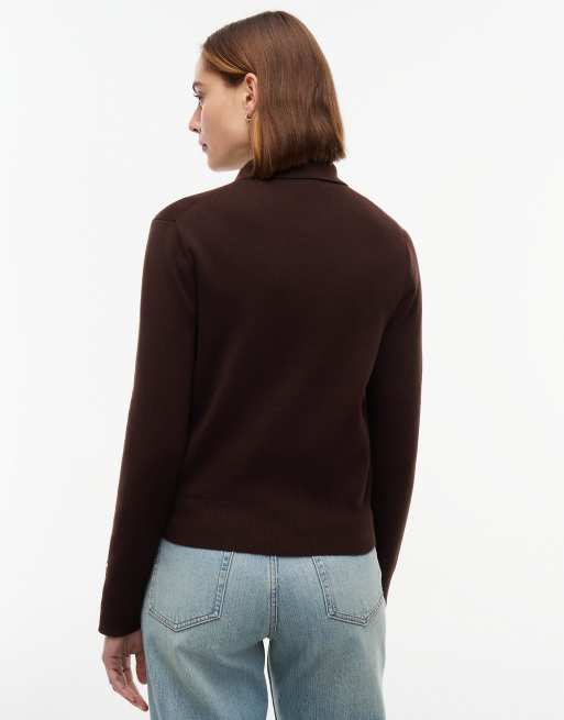 Tommy Hilfiger Premium knit zip-thru jumper in chocolate, 4 of 6