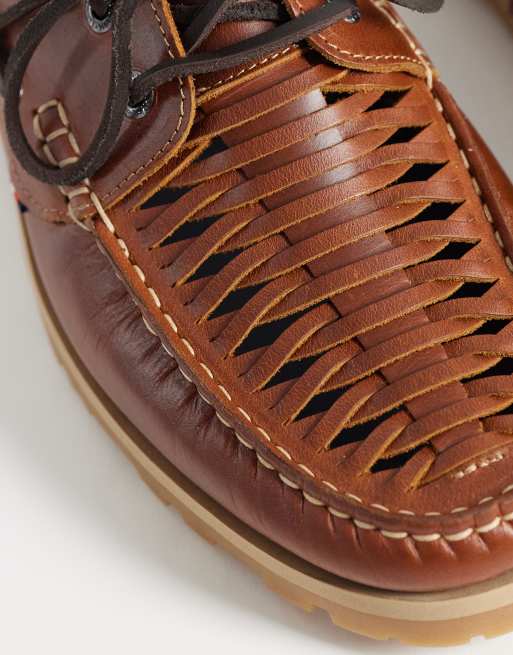 Tommy Hilfiger premium leather boat shoes in tan, 3 of 4