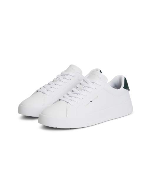 Tommy Hilfiger premium leather court sneakers in white and green, 2 of 4