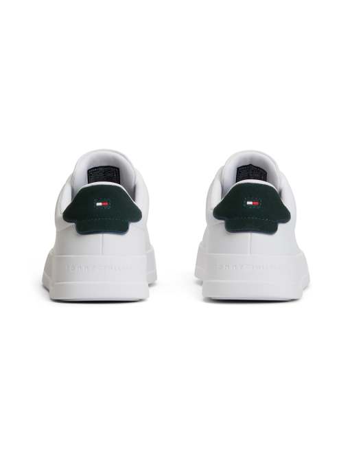 Tommy Hilfiger premium leather court sneakers in white and green, 4 of 4