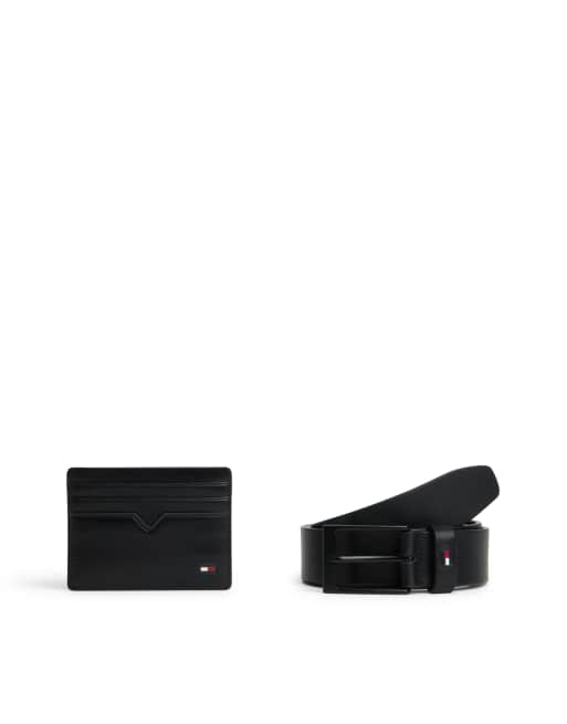 Tommy Hilfiger premium leather gift set with belt and card holder in black, 2 of 4