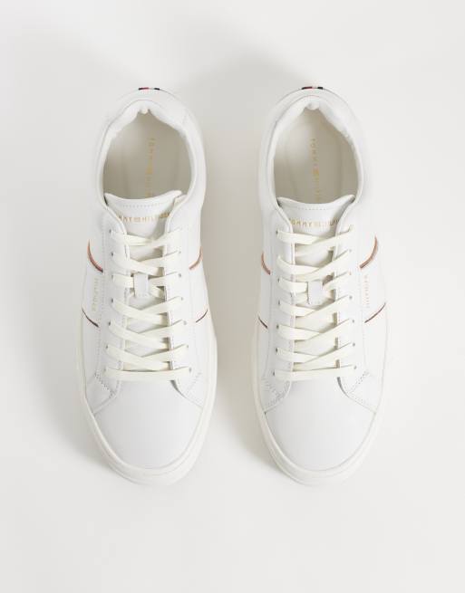 Tommy Hilfiger premium leather park trainers in white, 2 of 4