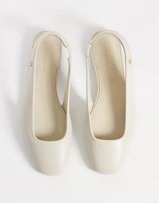 Tommy Hilfiger premium leather slingback pumps in ecru, 2 of 4