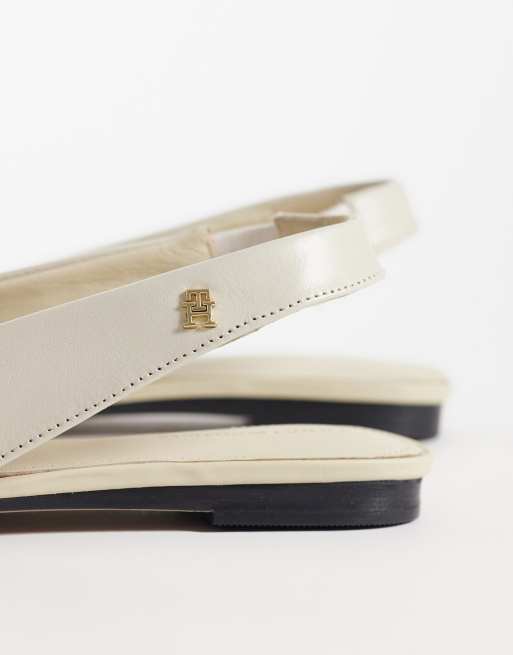 Tommy Hilfiger premium leather slingback pumps in ecru, 3 of 4