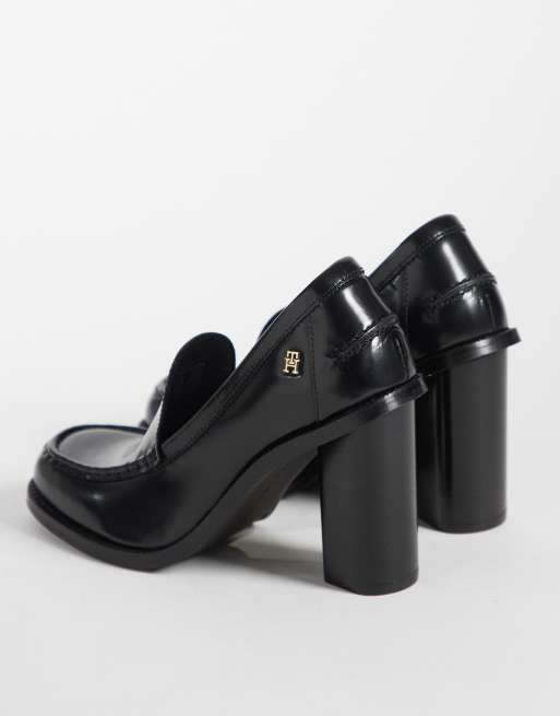 Tommy Hilfiger Premium-Leder-Loafer mit Absatz in Schwarz, 3 von 4