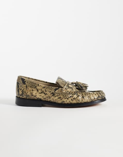 Tommy Hilfiger premium loafers z frędzlami i wzorem węża w beżu - view 1